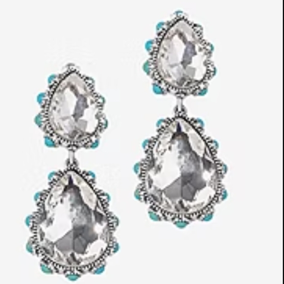 Bijoux Bar Silver Tone Womens Crystal Drop Earrings - Picture 3 of 5